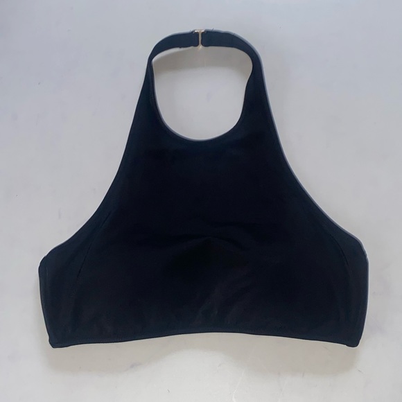 Victoria’s Secret Black Halter High Neck Swim Bikini Bra Crop Top Stretch XS - Picture 1 of 5